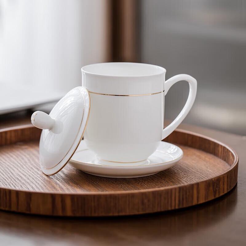 10-Piece Gold Rim Bone China Teacup & Saucer Set
