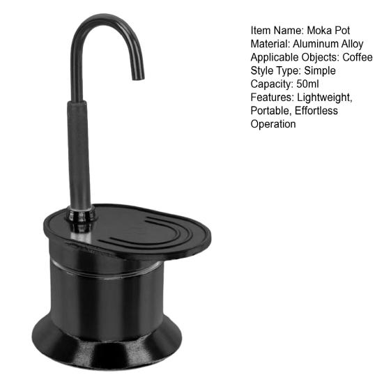 Single Tube Moka Pot 1 Cup 50ML Italian Coffee Maker Portable Coffee Brewer for Outdoor Parties Travel Camping