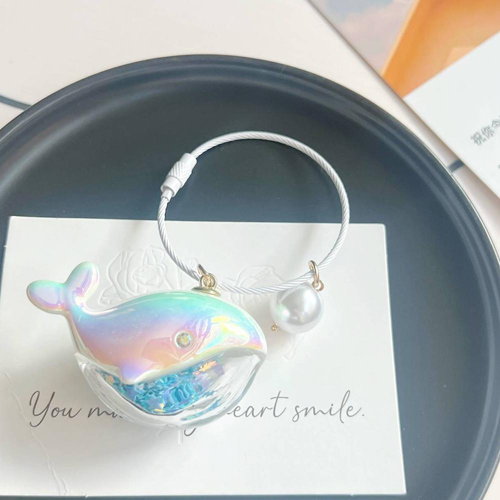 Cute Dolphin Keychain Blue Whale Keyring For Car Keys Whale House Pendant Keyring Girls Handbag Key Chains Funny Jewelry Gifts