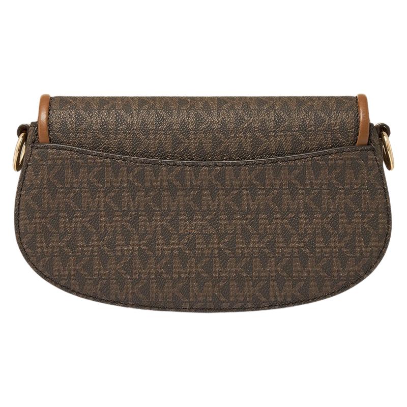 Michael Kors MK Mila Сумка через плечо с золотым замком и монограммой Маленькие женские сумки Темно-коричневый 35F5GIMC1B-200