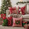 Square Bowknot Snowman Pillow Cover Breathable Throw Pillow Case Cushion Cover  Christmas Decor