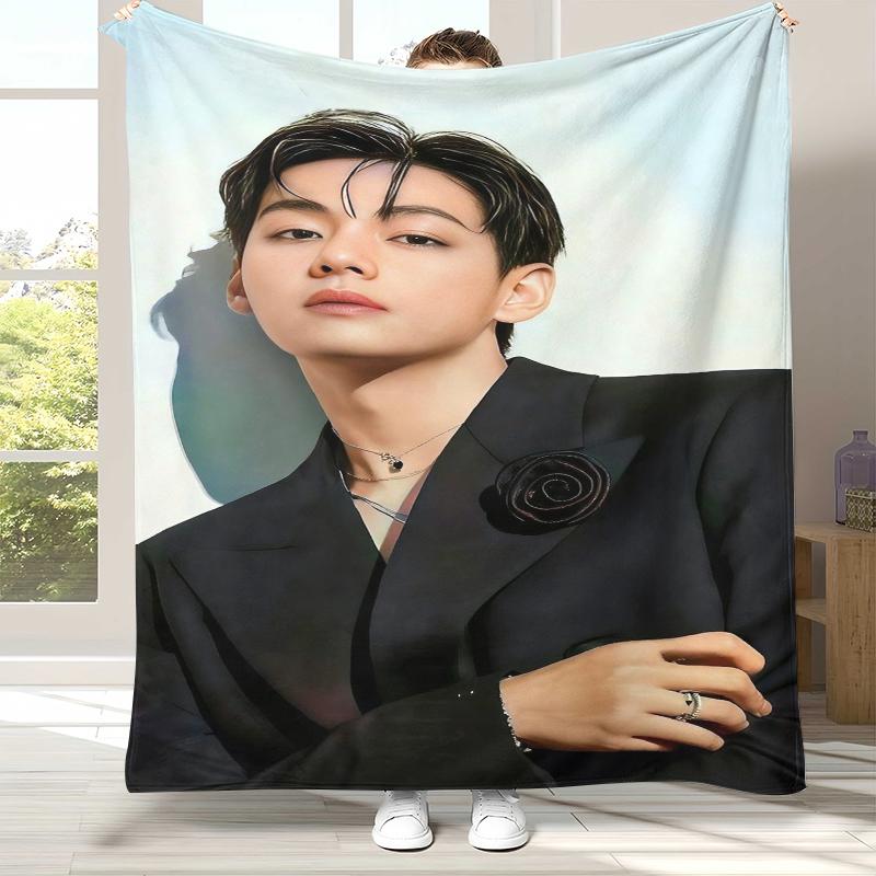 Ким Тхэ Хён V Kpop B-BTS Фланелевое одеяло, Ультрамягкий теплый плюшевый плед для дома, спальни, кровати, дивана, офиса, кемпинга, пикника