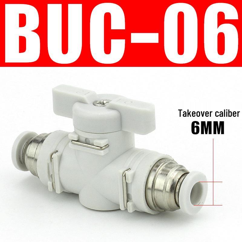 Pneumatic BUC-6-10 Hand Valve: 8mm Air Hose, 12mm Manual Straight Valve with Quick Connect Fitting