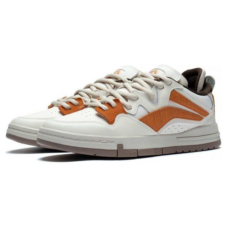 Li Ning Wave PRO Устойчивые к истиранию Дышащие Низкие Скейтбордические кроссовки Мужские Бело-оранжевые AECT015-1