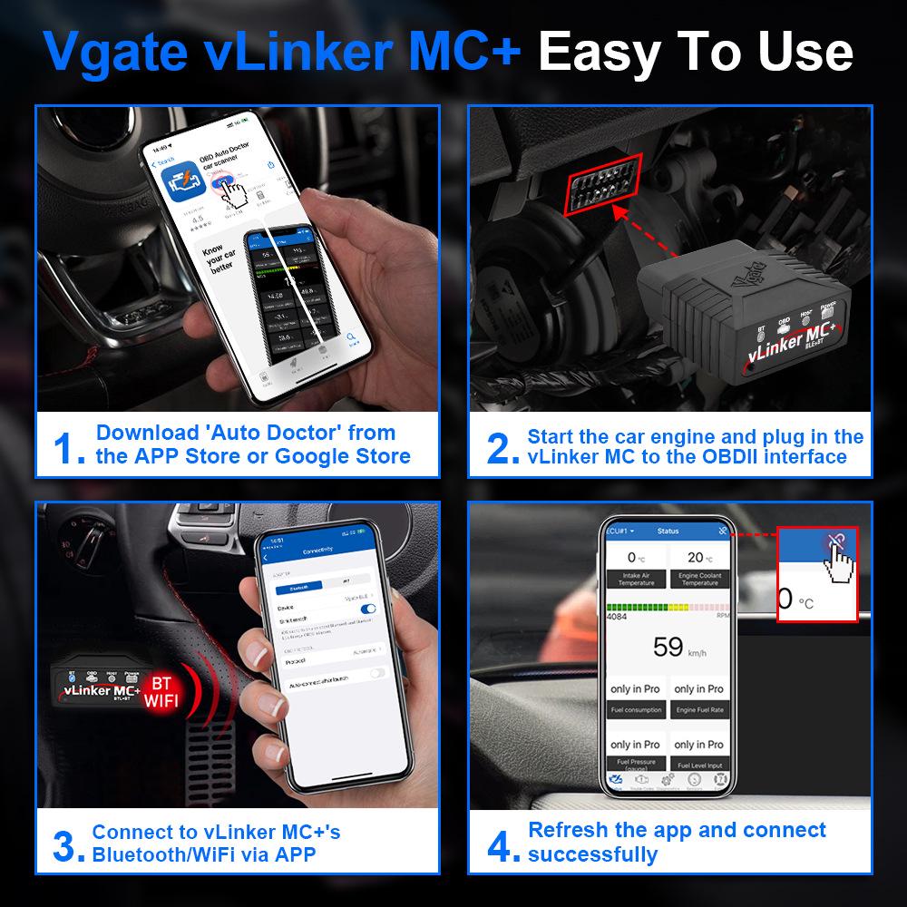 VLinker MC+ Bluetooth ELM329 Автомобильный OBD-сканер с поддержкой MS и SW-CAN