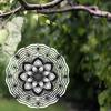 3D Mandala Flower Hanging Wind Spinner, Metal Garden Wind Chime, Outdoor Decorative Rotating Sculpture with 360° Swivel Hook, No Battery Required