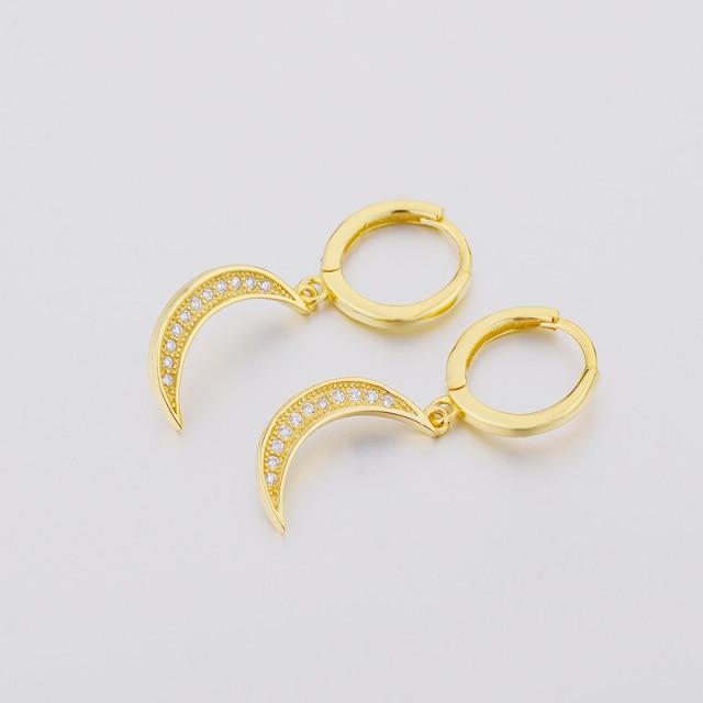 100% 925 пробы серебро маленькие круглые золотые молнии циркониевые серьги-кольца клипсы для женщин Pendientes геометрические