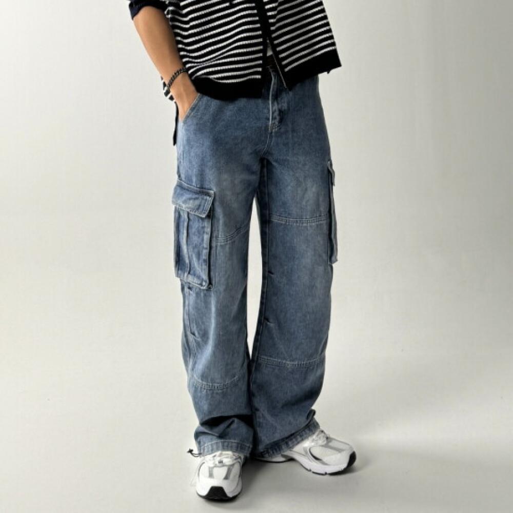 Onl Men S Cargo Wide jeanS Black
