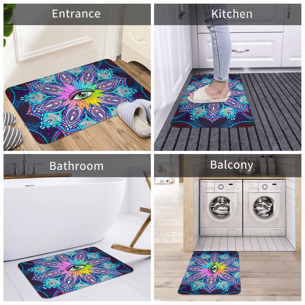 Stylish Eye Mandala Art Doormat, Suitable for Machine Washing, Perfect for Bathrooms, Bedrooms, Living Rooms, And Entrances