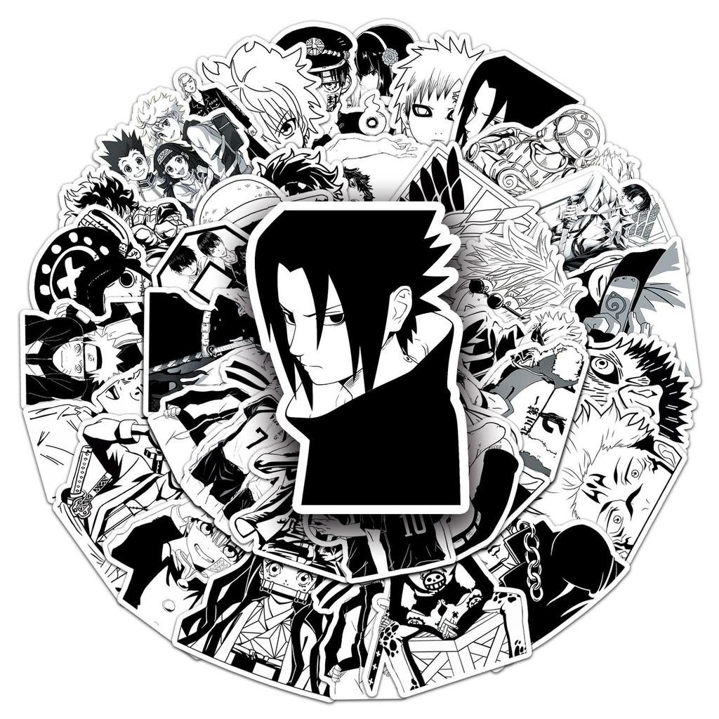 50 Черно-белых Стикер-Граффити из Аниме One Piece: Мультяшные наклейки для чехлов телефонов и чемоданов