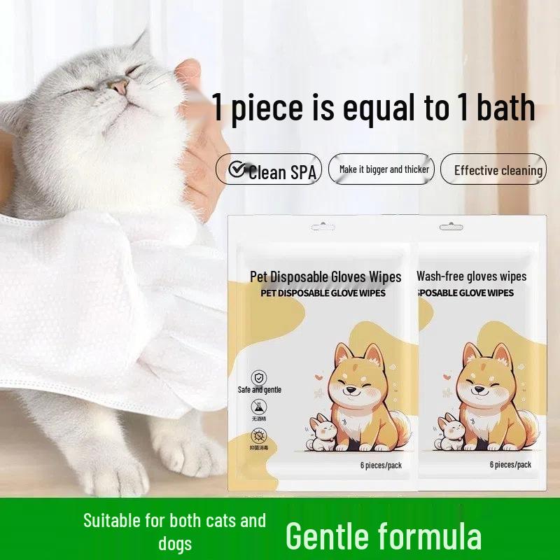 Домашние кошки и собаки очищающие салфетки без смывания: Дезодорирующие перчатки для сухого купания для кошек и собак