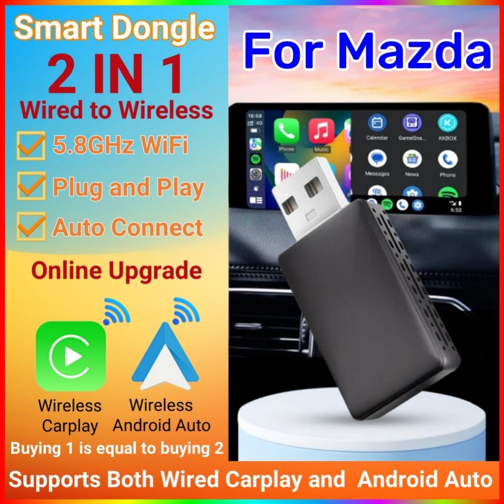 Беспроводной адаптер CarPlay Android Auto Беспроводной Адаптер Plug & Play WiFi Быстрое Подключение Для Mazda CX-5 CX-3 CX-30 CX-50 CX-70 CX-90 Mazda3