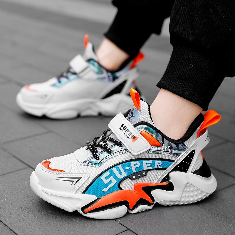 2025 New Children's Shoes Spring Mesh Sneakers Boys and Girls Velcro Comfortable Single Shoes Medium and Older Children's Tide Shoes