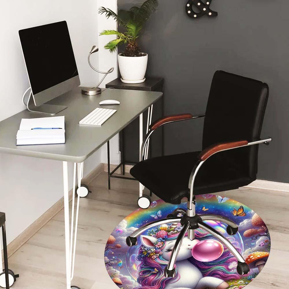 Pretty Unicorn Round Rug Suitable For Office Reception Decorative Carpet Office Chair Protection Carpet And Also Suitable For Gifts To Relatives And