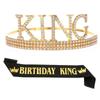 Tiara for Men Birthday, Birthday King Sash and Crown Set for Men Birthday Party Favors