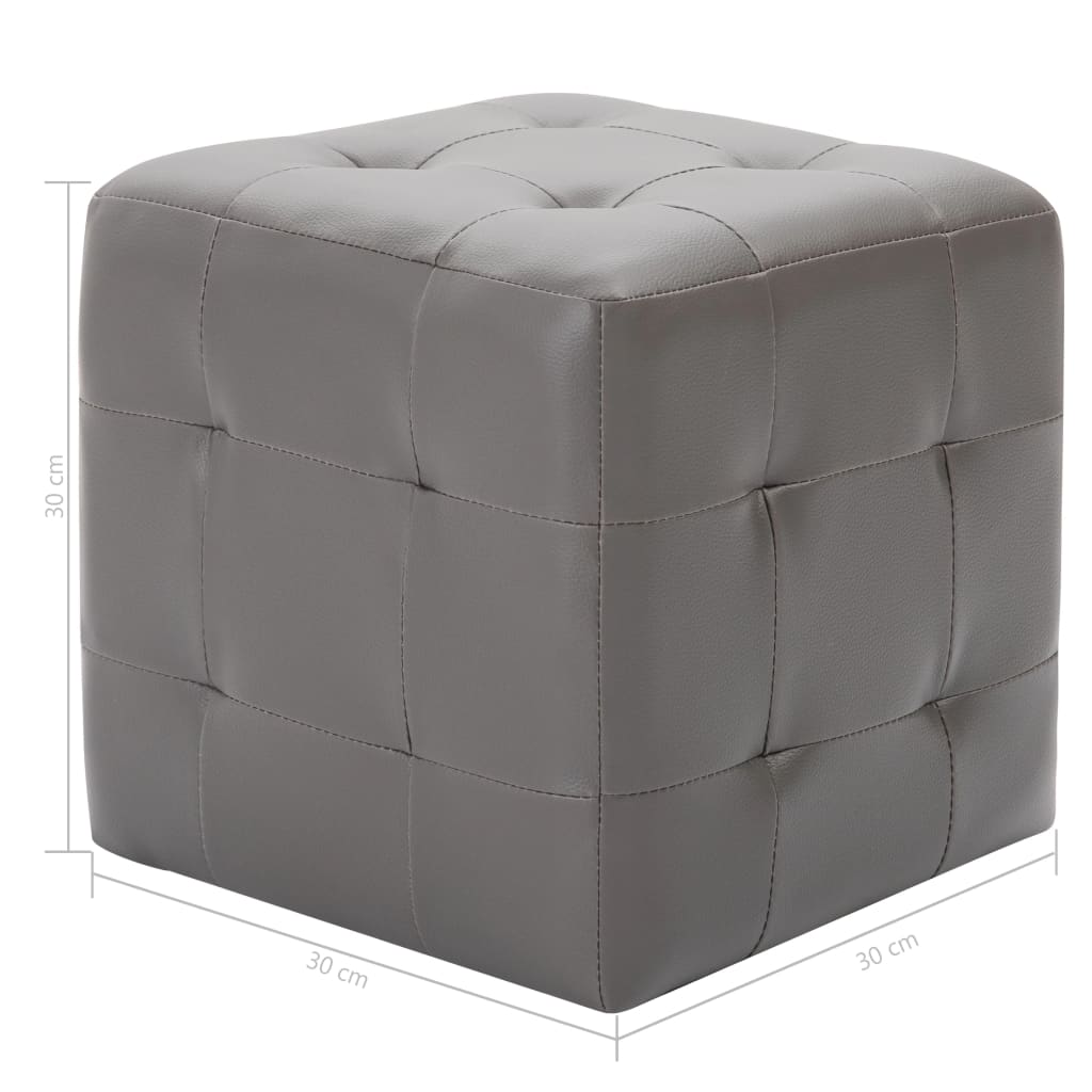 Footstool Set of 2 Gray 30 x 30 x 30 cm Faux Leather