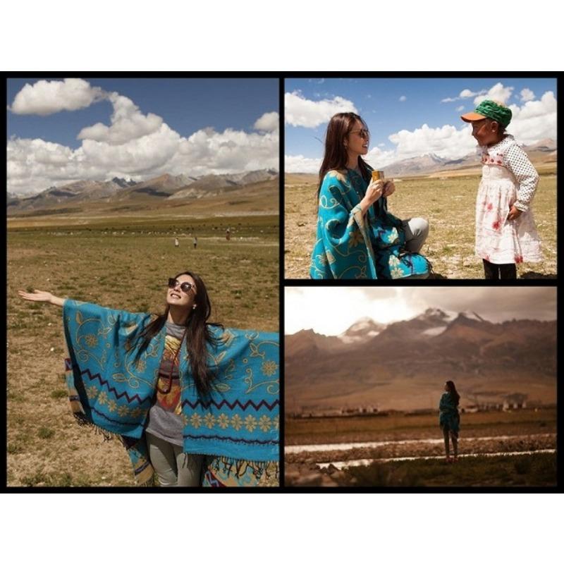 National Style Autumn and Winter Lady Zhang Yuqi Same Shawl, Thickened Autumn and Winter Cloak, Large Scarf