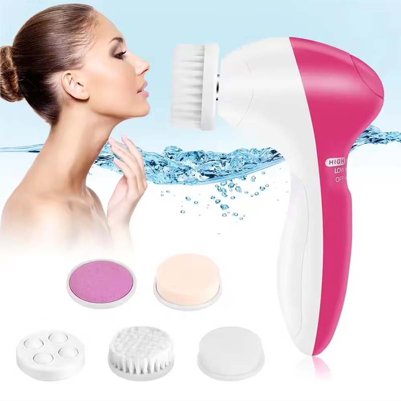 Горячая продажа электрическая щетка для лица с мягкой щетиной может глубоко очистить грязные вещи портативная электрическая щетка для лица 5-в-1