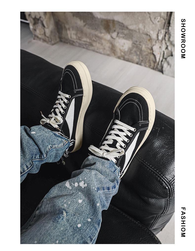 Нишевые мужские парусиновые кроссовки в ретро-стиле - Перевернутый треугольник, на толстой подошве, весенние, увеличивающие рост, универсальная повседневная спортивная обувь