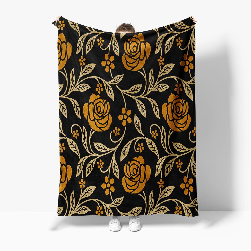 Floral Pattern Velvet Throw Blanket Soft Cozy Sofa Bed Decorative Cushion Cover Gift for Women Girls