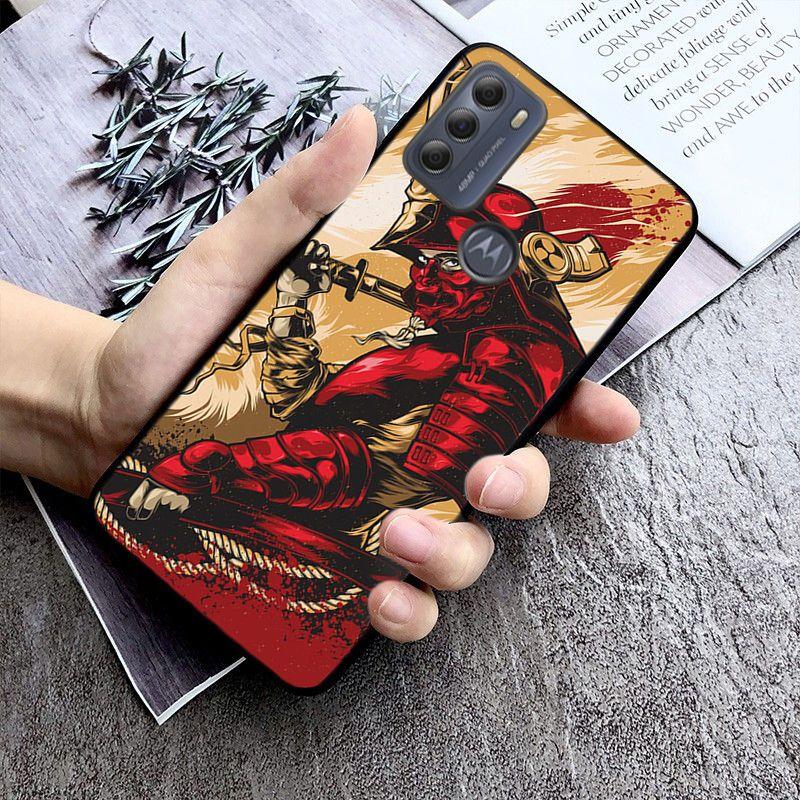 Японский самурайский чехол с маской они для Motorola Moto EDGE 20pro 20lite E6 E7, чехол G STYLUS GPLAY GPOWER G 5G PLUS G30 G100 Coque