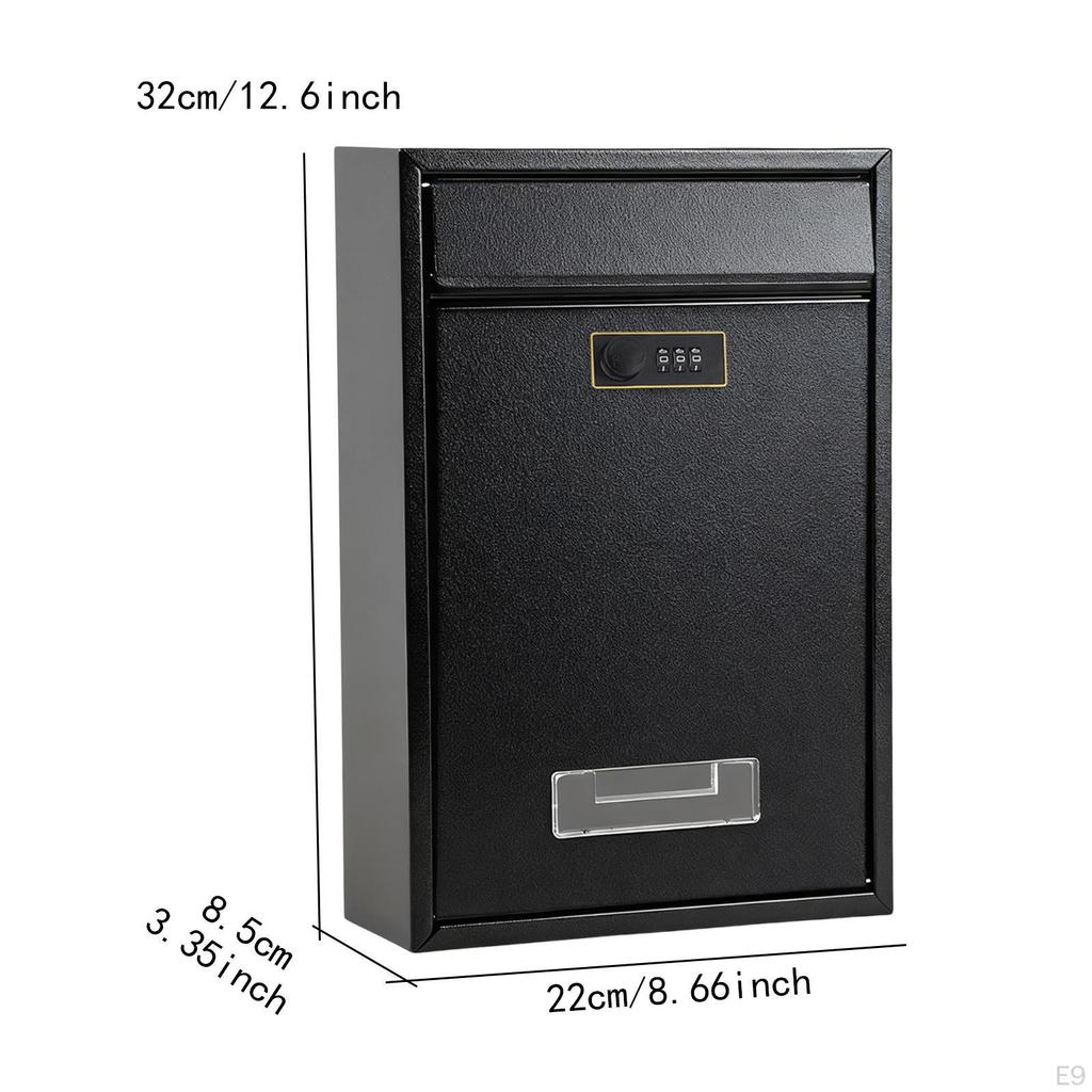 Combination Lock Security Mailbox Wall Mount 22x8.5x32cm Accessory for Residential House Metal Post