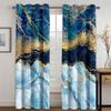 3D Print Cheap Modern Luxury Blue Marble Honeycomb Plaid Gold 2 Pieces Thin Shading Curtain Living Room Bedroom Home Decor Hook