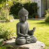 Garden Statue, Seated Buddha, Magnesium Oxide, 32 x 23 x 51 cm, Dark Grey