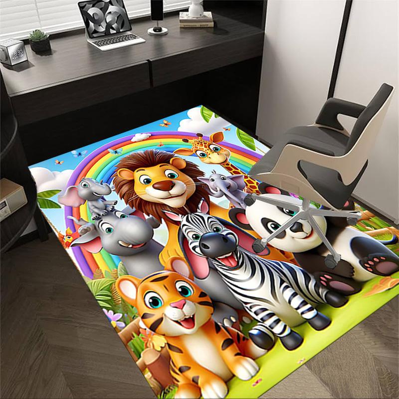 1PC Rainbow Animals Non-Slip Floor Carpet Compatible for Office&Living Room&Bedroom&Dining room - Soft & Pattern, Vibrant Colors-H0321
