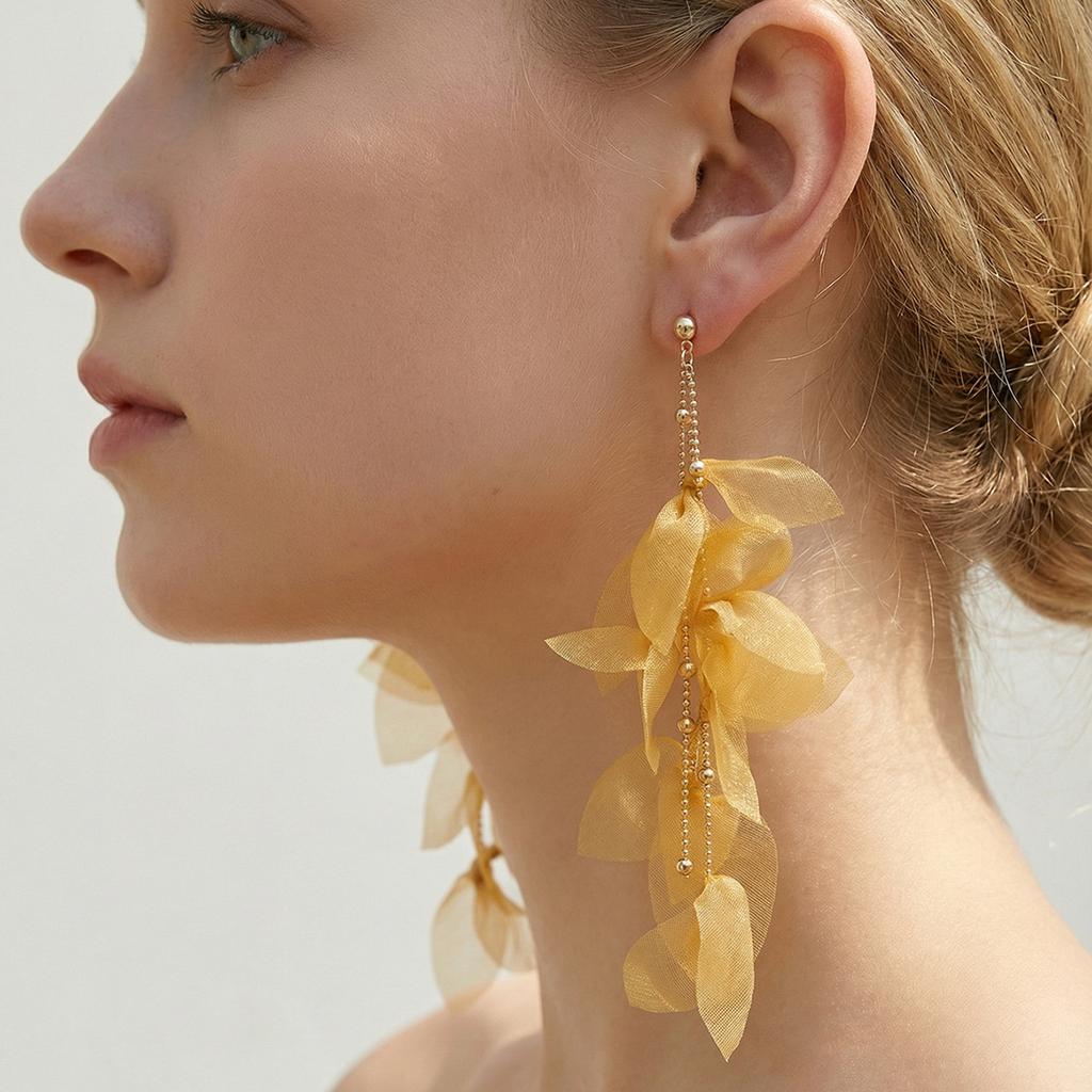 Серьги из ткани с бахромой, менее сердечного темперамента, ручной работы, нишевые, длинные, в стиле фей