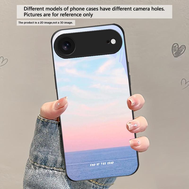 Темно-синяя морская вода Для iPhone 17 Air 16 E 15 Plus 14 Pro Max 13 12 mini 11 5 6 7 8 Plus XR XS Max SE Черный стеклянный чехол для телефона
