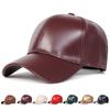 Unisex Light Panel Solid Color PU Leather Baseball Caps Outdoor Adjustable Spring and Autumn Casual Sunscreen Hat