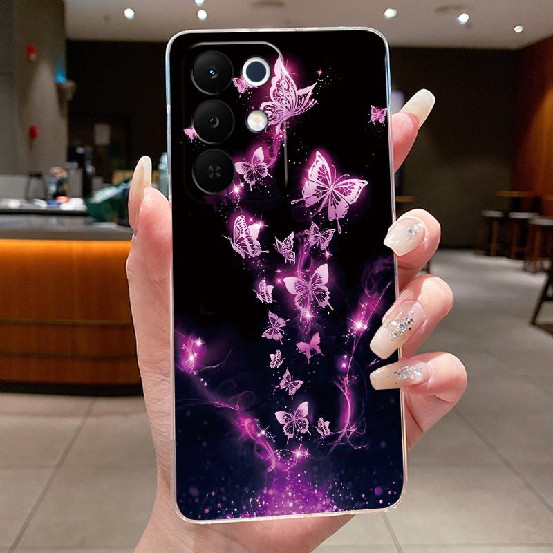 Чехол для Realme C85 Pro 2025 Прозрачный Модный Цветок Бабочка Мягкий ТПУ Силикон Чехол для Телефона для RealmeC85 Pro 4G RMX5555