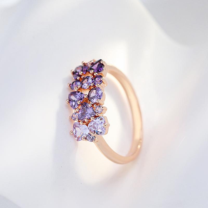 Dark Light Color Gradient Matching Purple Zircon Rings for Women Sparkling Personality Accessories