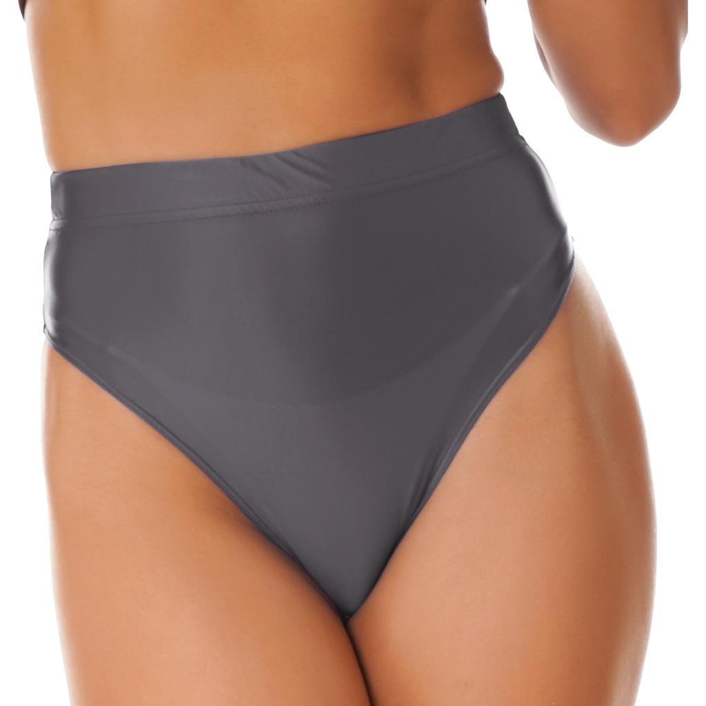 Womens Swimsuit Glossy Solid Color High Waist Briefs Underwear Swimsuit Bottom Beach Pool Party Sunbathing Swimwear