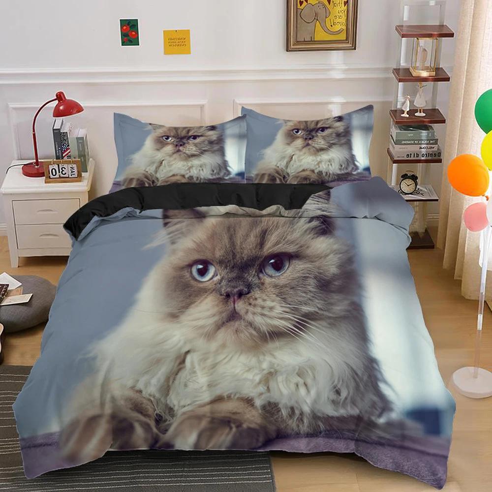 Lovely Pet Cat Bedding Set Cute Kitten Duvet Cover With Pillowcase Single Bed Sets Queen King Size Animal Polyester Quilt Covers