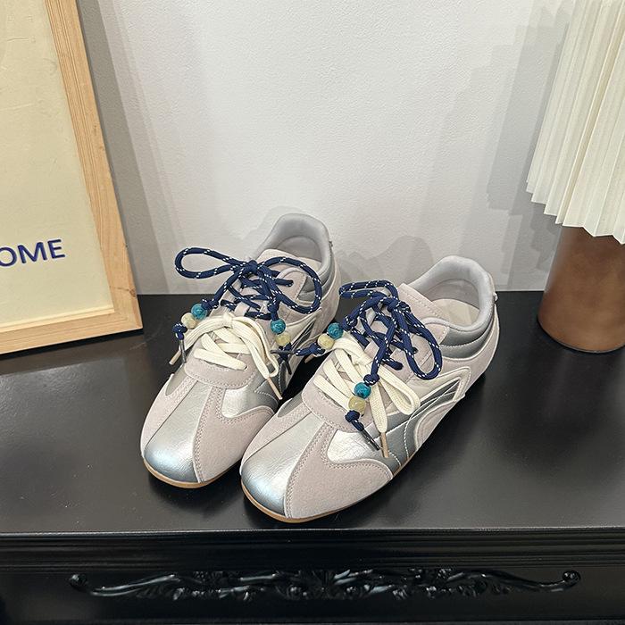 [Fanfna] Универсальные немецкие тренировочные кроссовки для женщин, новинка осени 2025, с бусинами, нишевый дизайн, повседневные кроссовки в стиле Форреста Гампа