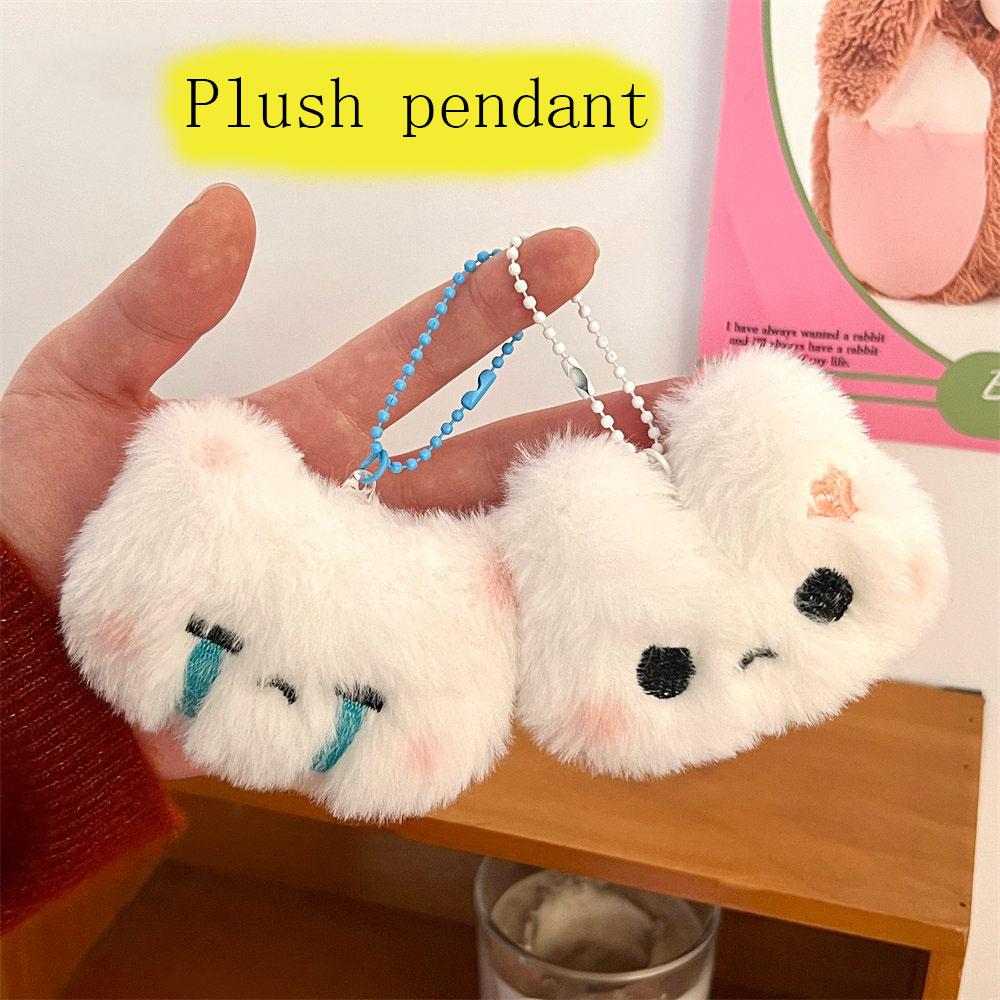 2Pcs Cute Plush Sweetheart Bunny Teddy Bear Pendant Student Backpack Decoration Accessories Girl Super Cute Keychain