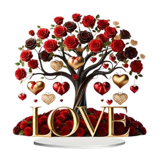 Орнамент в виде сердца любви 2D Плоский акриловый настольный декор Мультяшный орнамент в виде сердца любви