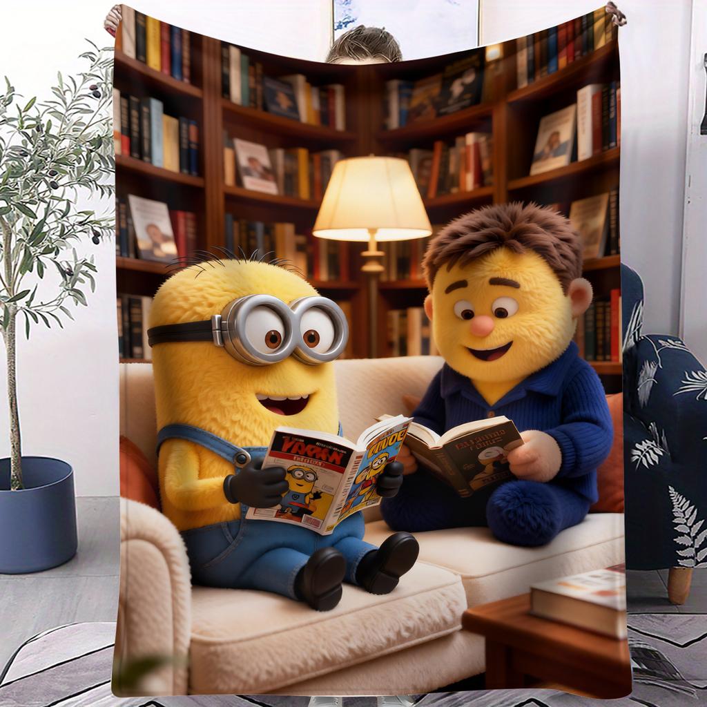 Portable Minions Blanket Ultra Soft Warm Lightweight Flannel Throw Blanket For Sofa Bedroom Living Room Travel Car Office Gift