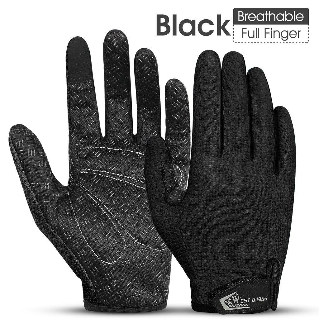 WEST BIKING Summer Cycling Gloves Full Finger MTB Bike Gloves Touch Screen Non Slip Silicone Palm Driving Riding Gloves 6