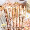Набор из 6 ручек Kawaii Capybara Gel Pen, быстросохнущие черные и синие чернила, симпатичные гелевые ручки Press, эстетичные канцелярские принадлежности для школы и офиса