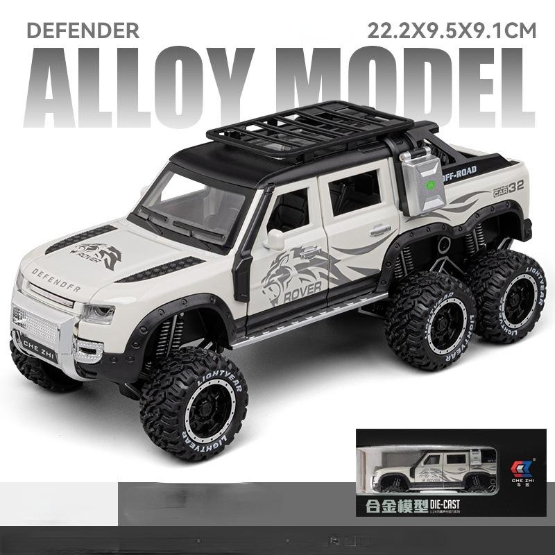 1:24 Защитник 6x6 Высокодетализированная литая модель автомобиля Металлический сплав Модель автомобиля Детские игрушки Коллекция Подарки C334