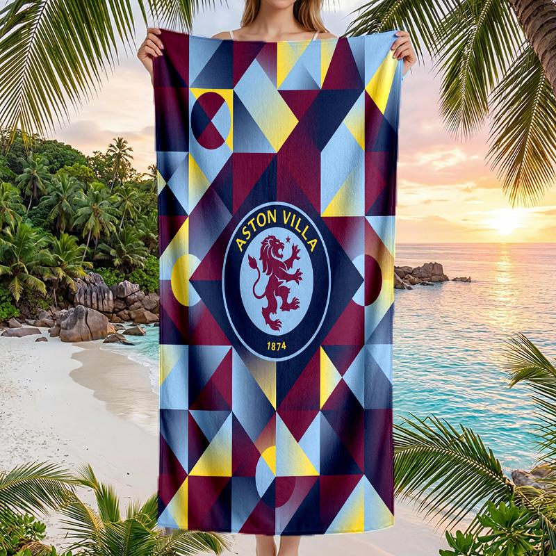 Aston Villa Football Beach Towel Soft Microfiber Summer Towel Quick Dry Absorbent Towel for Beach Swimming Pool Travel
