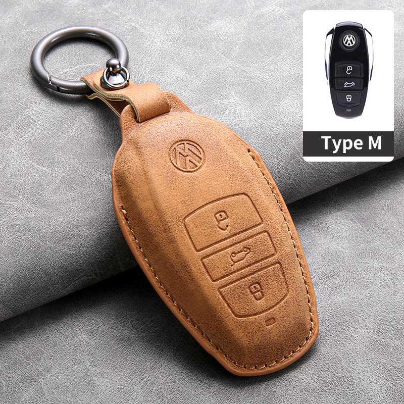 Suede Leather Car Key Case Shell Fob for VW Volkswagen Touareg 2011 2012 2013 2014 2015 2016 2017 2018 Auto Keychain AccessoriesNI1