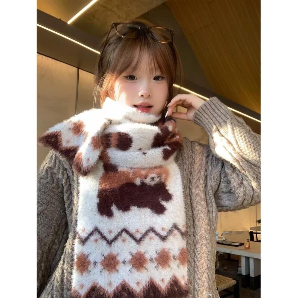 Cat Winter Scarf Warm Pashmina Cute Mink Wool Scarf Women