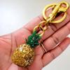 Cute Fruit Pineapple Keychain Pendant Creative Design Metal Fruit Bag Decoration Car Key Handmade Pendant Gift