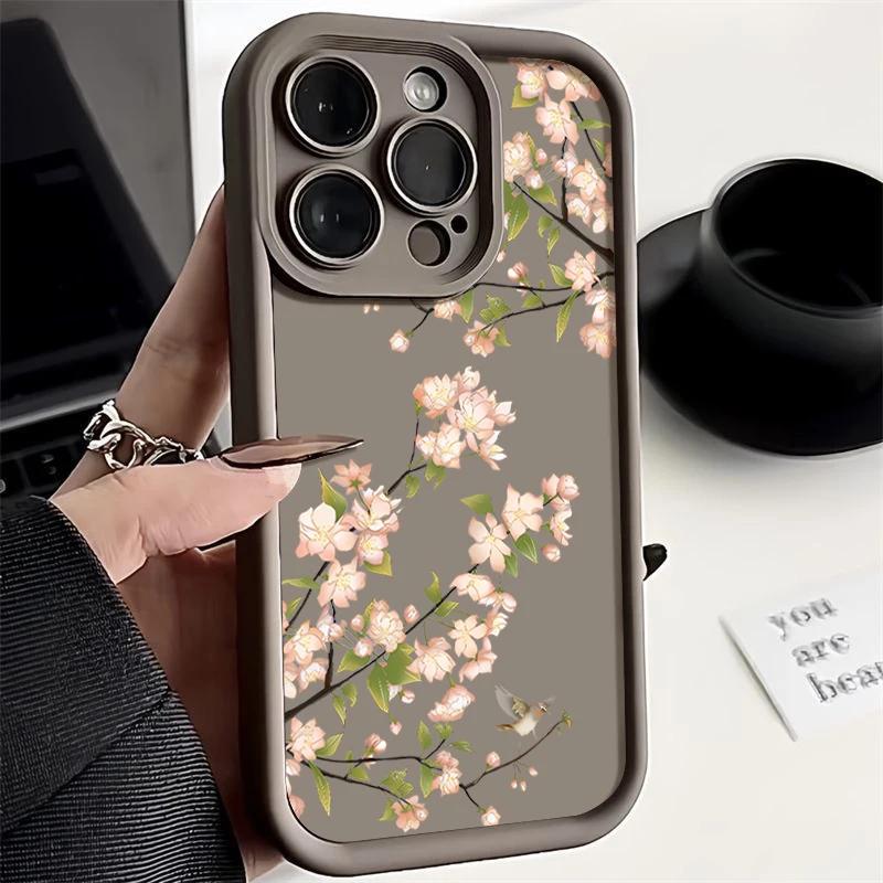 Цветочный Чехол Ударопрочный Для iPhone 15 16 Pro Max Plus 11 12 13 14 Pro X XS XR 8 7 SE Мягкий Силиконовый Задний Чехол для Телефона