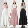 Pink Belly-closing High Waist A-line Skirt for Women In Summer First Love Pleated Umbrella Skirt Drooping Long Skirt