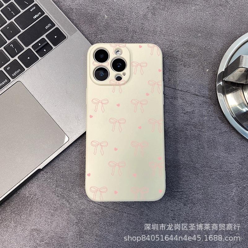 Чехол Love bow подходит для мобильного телефона iPhone15 14PROMAX полноразмерный 13 противоударный 16/15 защитный чехол 17.